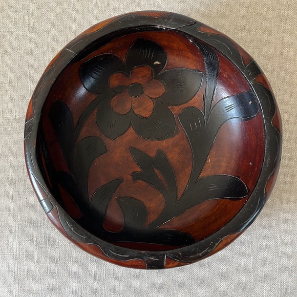 🤎 Vintage Wood Floral Catch-all Bowl - Picture 8 of 8